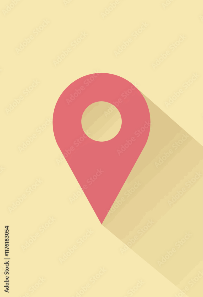 Fototapeta premium Geometric Pink Navigation Symbol: Minimalist Map Marker for Creative Graphics 