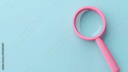 Wallpaper Mural A pink magnifying glass on a light blue background. Torontodigital.ca