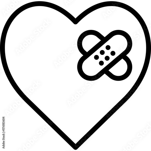 broken heart icon illustration design with outline
