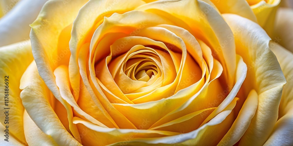 Close-Up of a Big Yellow and White Rose: Detailed Documentary Photography Close-Up of a Big Yellow and White Rose: Detailed Documentary Photography