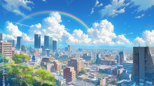 虹と東京の都市風景2