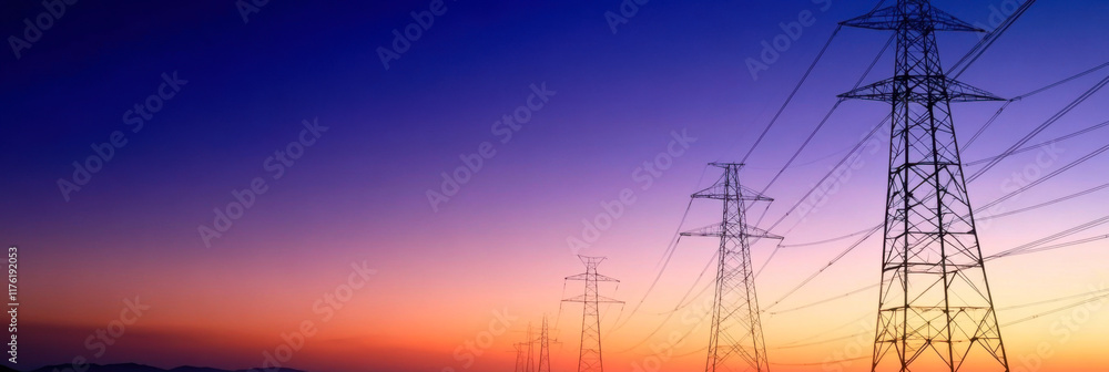 Fototapeta premium Sunset silhouette of pylon