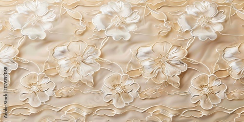 Wallpaper Mural Elegant Floral Lace, A delicate seamless lace design adorned with floral elements in subtle natural shades; perfect for adding elegance and warmth to any setting. Torontodigital.ca
