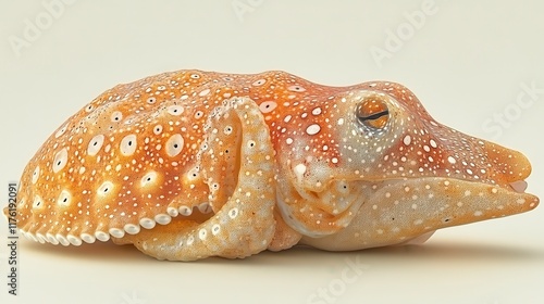 Close-up of a flamboyant cuttlefish on a beige background. photo