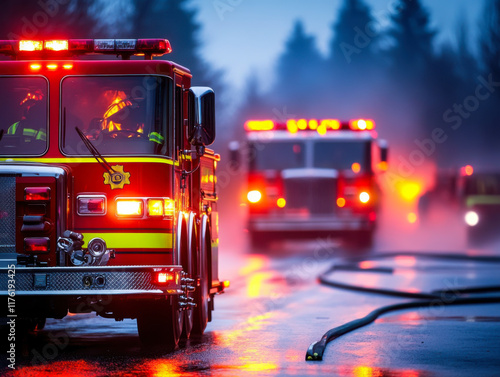 Fire Truck on the Way to the Scene of a Accident