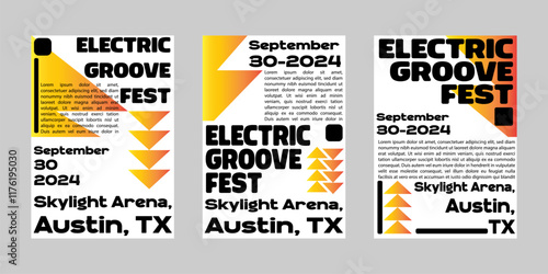 Event poster set with minimalist maximalist style, Promo  and sale flyer design for social media. Colorful poster collection for print. Trendy poster design for print and promotion