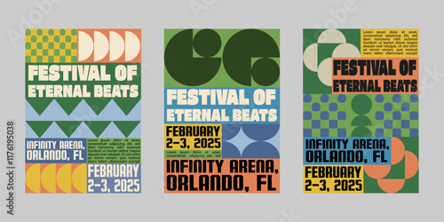 Event poster set with minimalist maximalist style, Promo  and sale flyer design for social media. Colorful poster collection for print. Trendy poster design for print and promotion
