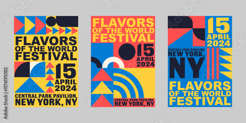 Event poster set with minimalist maximalist style, Promo  and sale flyer design for social media. Colorful poster collection for print. Trendy poster design for print and promotion
