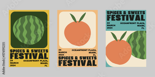 Event poster set with minimalist maximalist style, Promo  and sale flyer design for social media. Colorful poster collection for print. Trendy poster design for print and promotion
