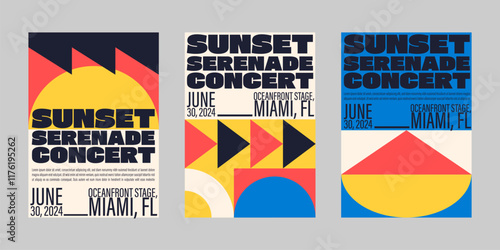 Event poster set with minimalist maximalist style, Promo  and sale flyer design for social media. Colorful poster collection for print. Trendy poster design for print and promotion