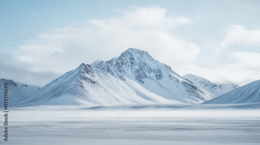 A mountain range covered in snow and a clear blue sky A mountain range covered in snow and a clear blue sky