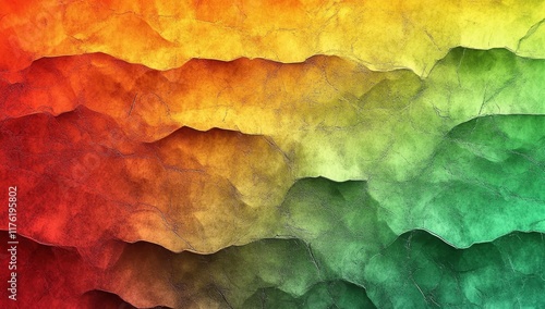 Abstract textured background with vibrant red, orange, yellow, and green color gradient.