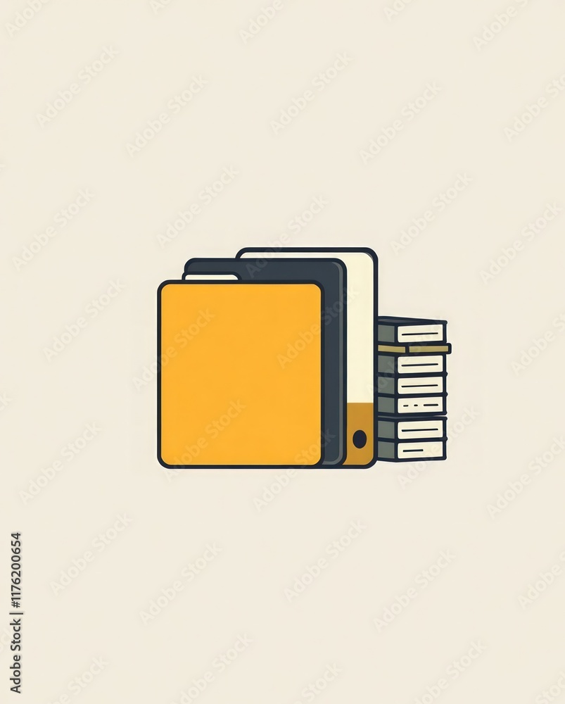 Stationery Tools Icon Set. folder with documents. Book. Stationery Tools Icon Set. folder with documents. Book.