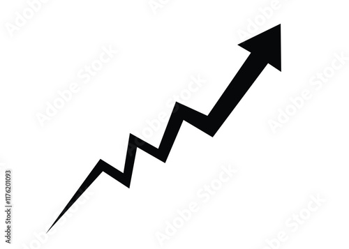 zigzag black arrow upward pointing going up trend