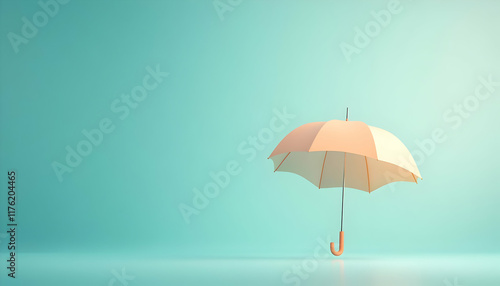 Wallpaper Mural A minimalistic umbrella stands alone against a serene aqua backdrop, evoking feelings of calm and simplicity. Torontodigital.ca