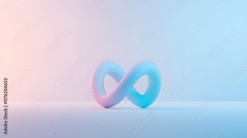Fototapeta premium A modern infinity symbol in soft pastel colors representing limitless possibilities and creative design.