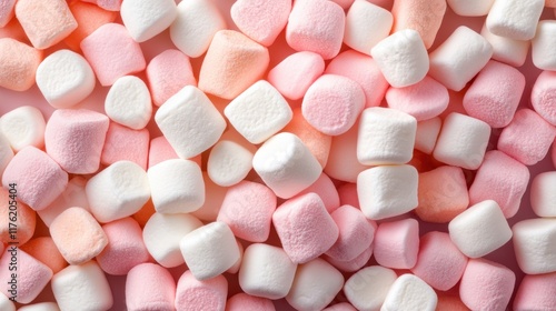 Wallpaper Mural A vibrant mix of pink and white marshmallows fills the space, offering a delightful backdrop for candy lovers and dessert enthusiasts Torontodigital.ca