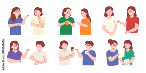 Man and Woman Talking Illustration, Character doing Discussion