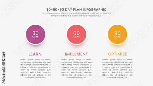 30 60 90 Day Plan strategy management infographic diagram