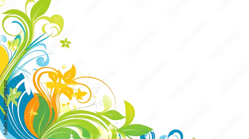 Vibrant Floral Design Corner Border Spring Theme Vibrant Floral Design Corner Border Spring Theme