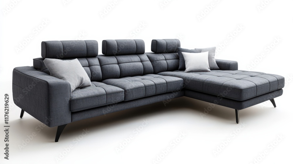 Obraz premium A black couch with pillows on it