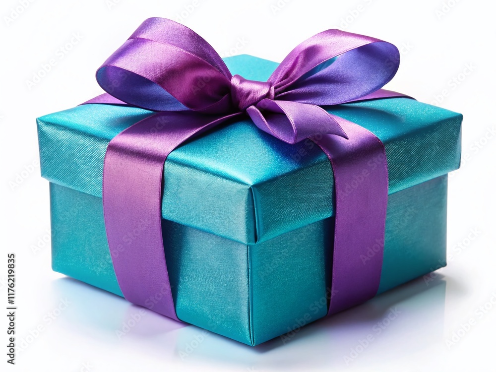 Elegant Purple & Blue Gift Box with Ribbon – Isolated Cutout Stock Photo Elegant Purple & Blue Gift Box with Ribbon – Isolated Cutout Stock Photo