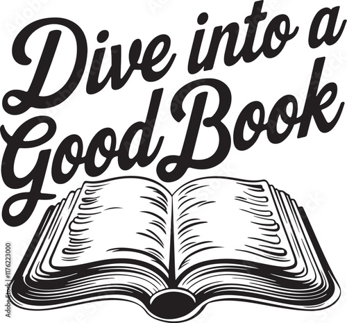 Dive into a good book T-shirt design, Flaming dove emerging from an open book with smoke and fire in the background.