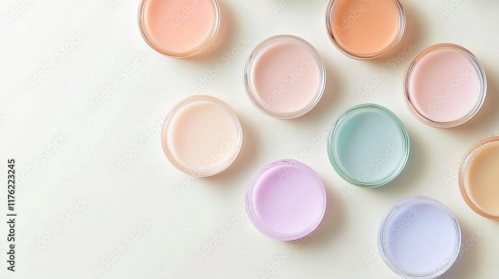Pastel Disks on Cream Background: Ideal for Beauty Product Showcase Pastel Disks on Cream Background: Ideal for Beauty Product Showcase