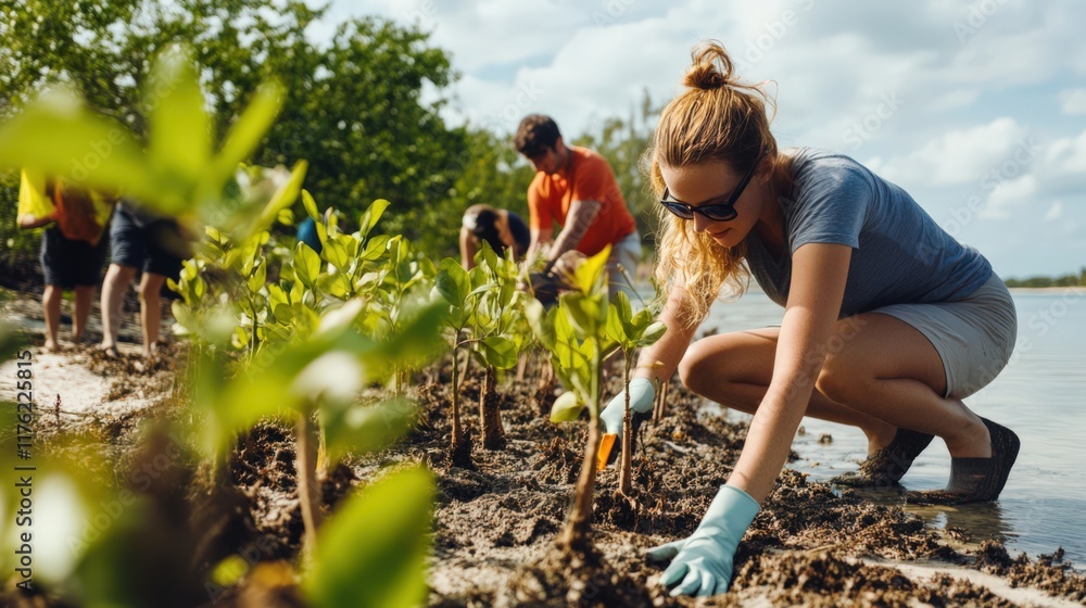 custom made wallpaper toronto digitalA woman is kneeling down in a field of plants, tending to them