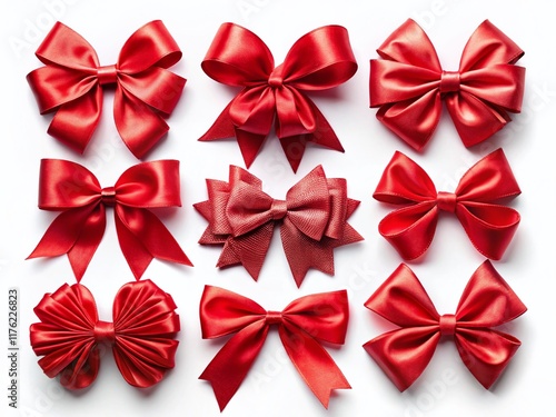 Wallpaper Mural Festive Red Bows on White: Elegant Holiday Decorations, Christmas Gift Bows, Perfect for Festive Designs & Crafts Torontodigital.ca