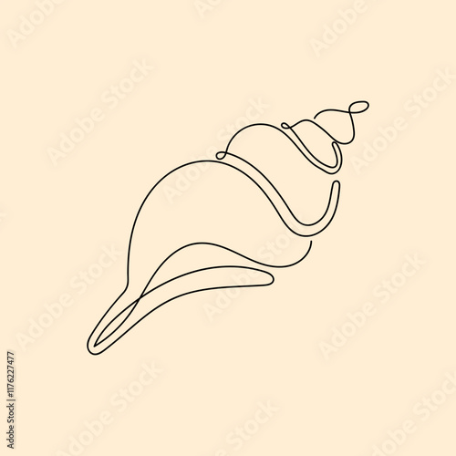 Sea Shell Animal in continuous line art style Hand drawn mono-line background design photo