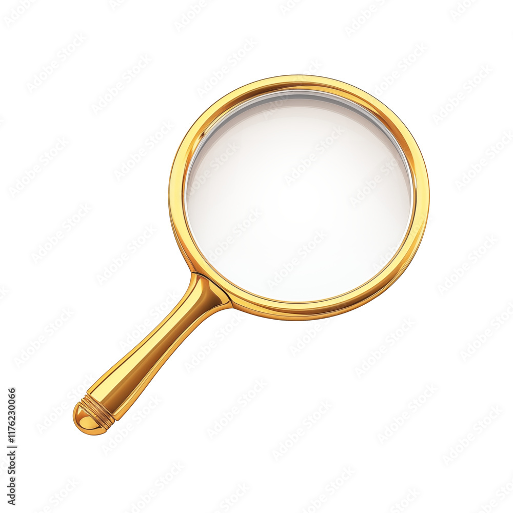golden magnifying glass on a transparent background golden magnifying glass on a transparent background