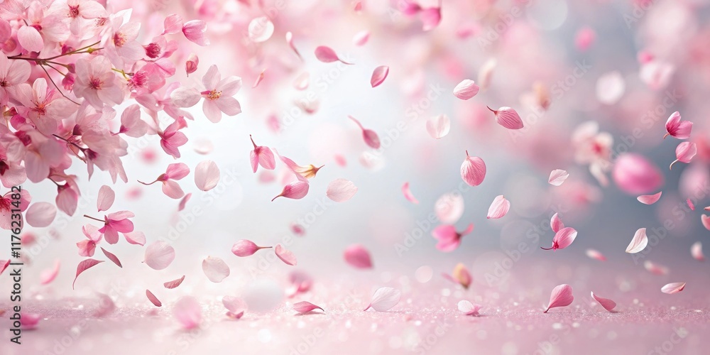 delicate pink sakura petals falling gently on a soft white background, creating a serene and peaceful atmosphere, spring flowers, sakura petals delicate pink sakura petals falling gently on a soft white background, creating a serene and peaceful atmosphere, spring flowers, sakura petals