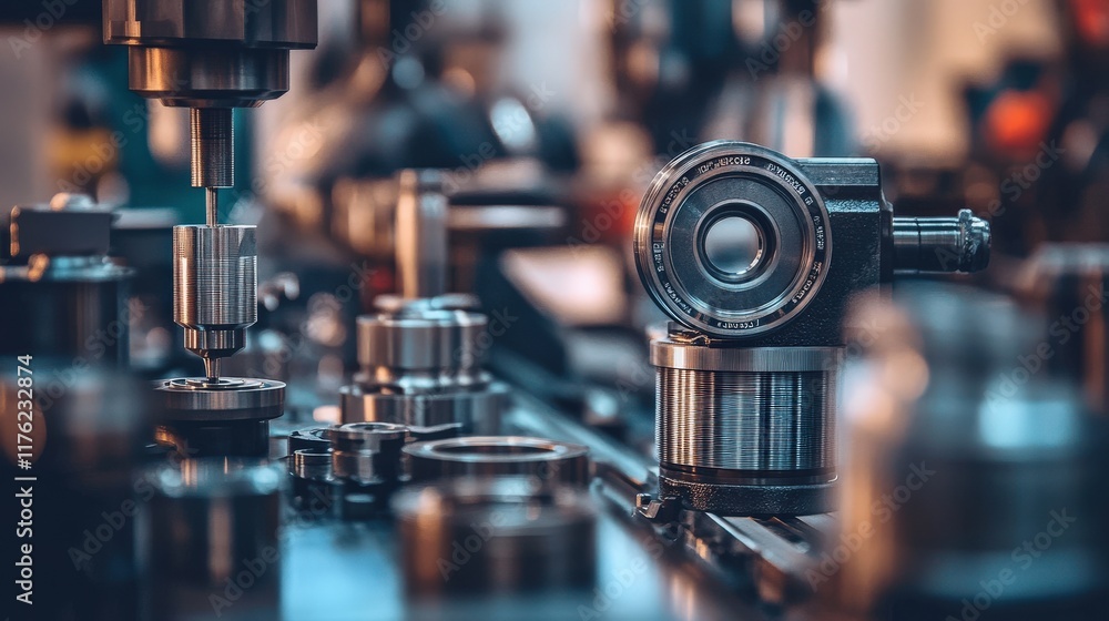 High-Precision Machining Setup in Industrial Workshop with Various Tools and Machinery for Manufacturing Process and Engineering Application High-Precision Machining Setup in Industrial Workshop with Various Tools and Machinery for Manufacturing Process and Engineering Application
