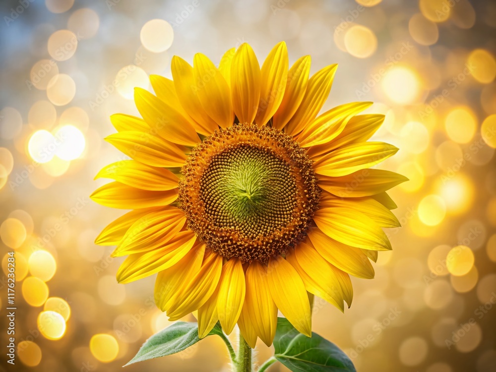 Fototapeta premium Golden Sunflower on White: Ukrainian Symbol of Hope & Resilience