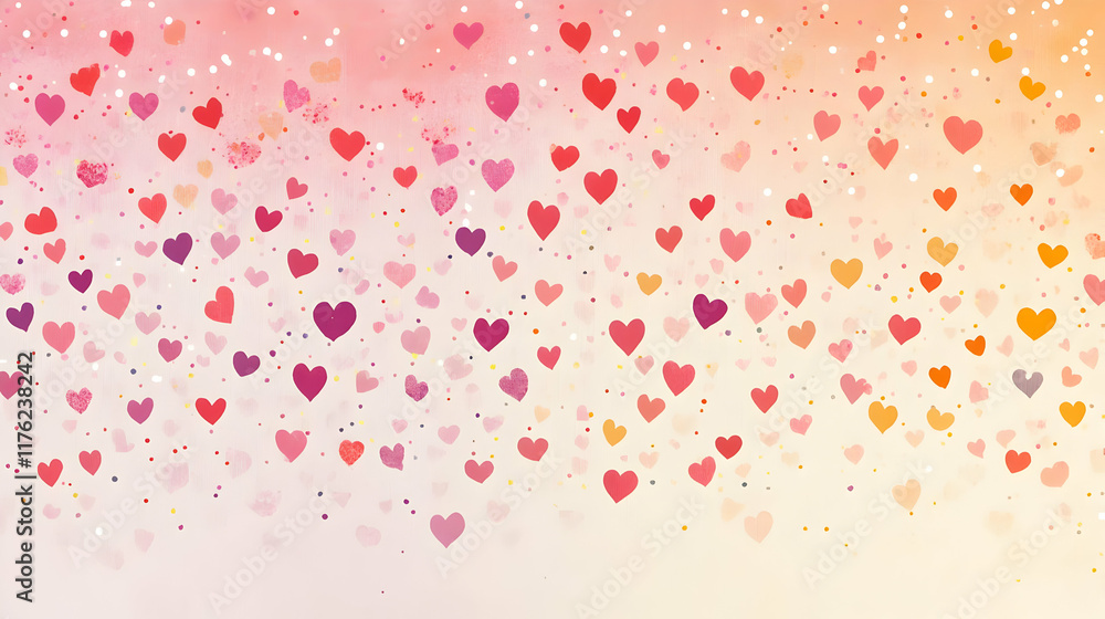 A colorful gradient background filled with various hearts, creating a cheerful and romantic vibe. A colorful gradient background filled with various hearts, creating a cheerful and romantic vibe.