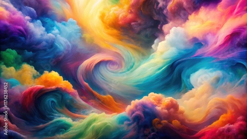Swirling Clouds in Vibrant Colors formed by Blotting Technique, creative expression