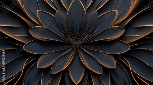 Wallpaper Mural A stylized floral design with layered petals in black and orange hues. Torontodigital.ca