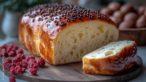 Traditional Kulich with Smooth Glaze Displayed photo