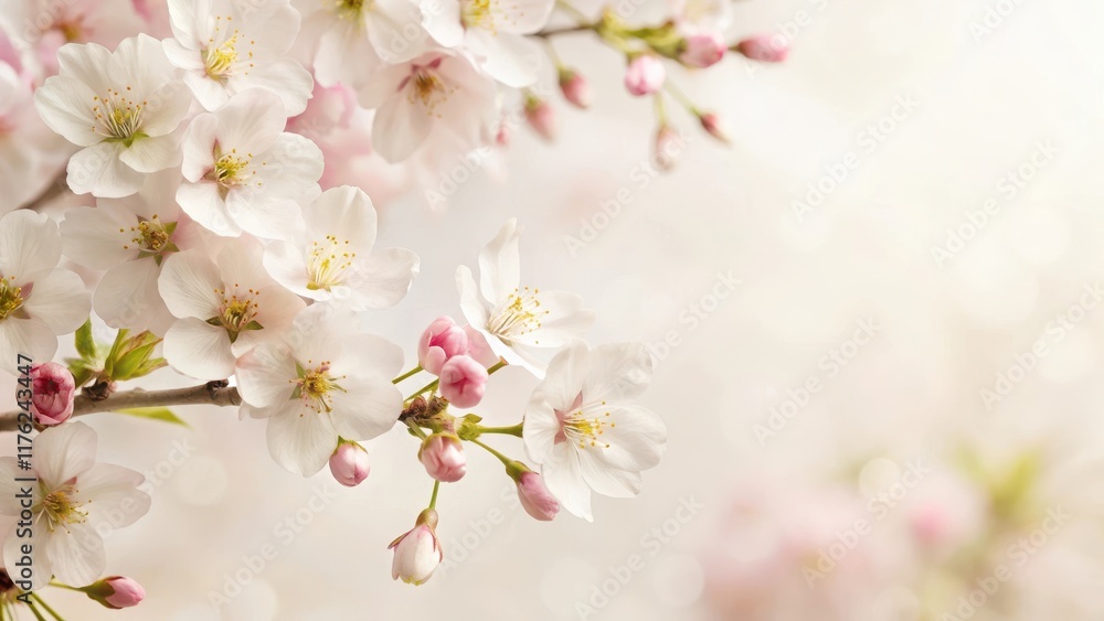 Fototapeta premium delicate cherry blossoms unfolding on a soft