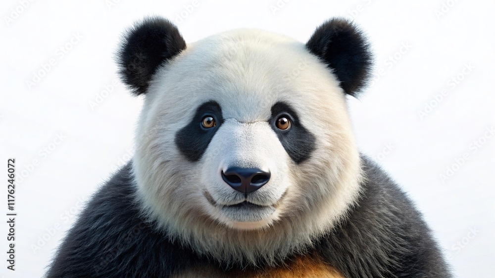 Fototapeta premium Isolated Giant Panda 3D Render - High-Resolution Wildlife Stock Photo