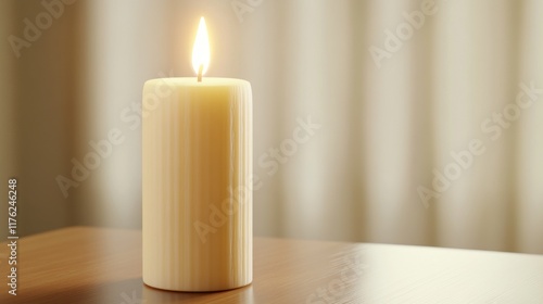 Wallpaper Mural A lit candle on a wooden surface, creating a warm ambiance. Torontodigital.ca