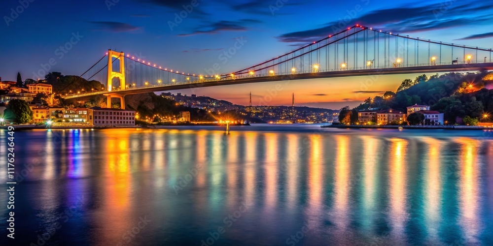 Fototapeta premium Istanbul Bosphorus Bridge Night Cruise Tour - Low Light Photography