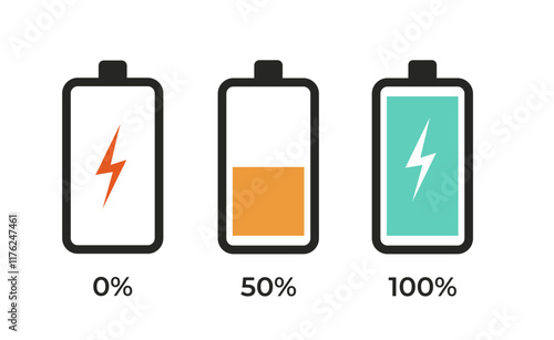 Battery charge level set. Vector illustration