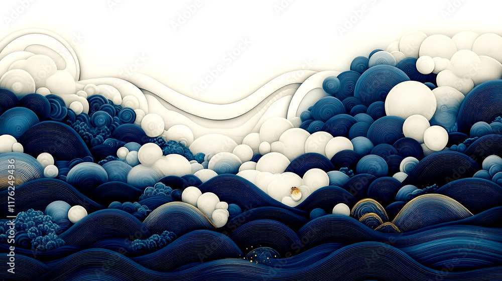 Obraz premium The image is a beautiful and serene depiction of the ocean with a large wave