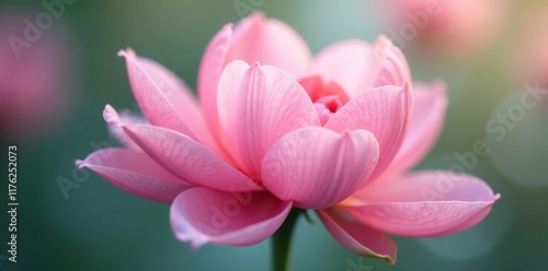 Soft pastel pink petals unfolding from a flower stem, floral, gentle hue