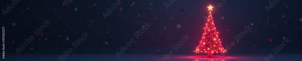 Twinkling neon Christmas tree against dark grey backdrop, glow, tree Twinkling neon Christmas tree against dark grey backdrop, glow, tree