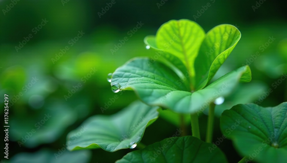 Water pennywort droplets cling to green leaf tips, waterplant, water Water pennywort droplets cling to green leaf tips, waterplant, water