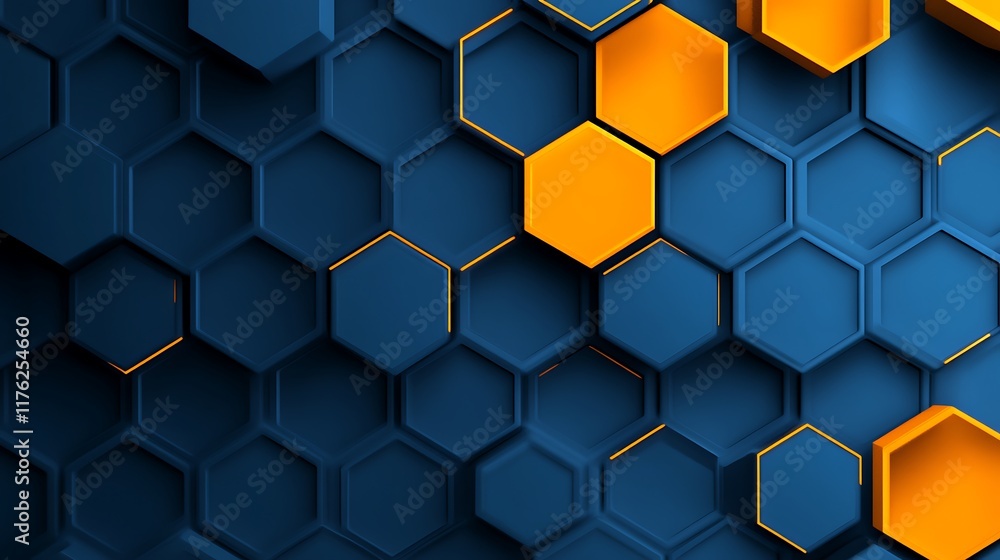 Abstract Hexagon Pattern Blue Orange Design Abstract Hexagon Pattern Blue Orange Design