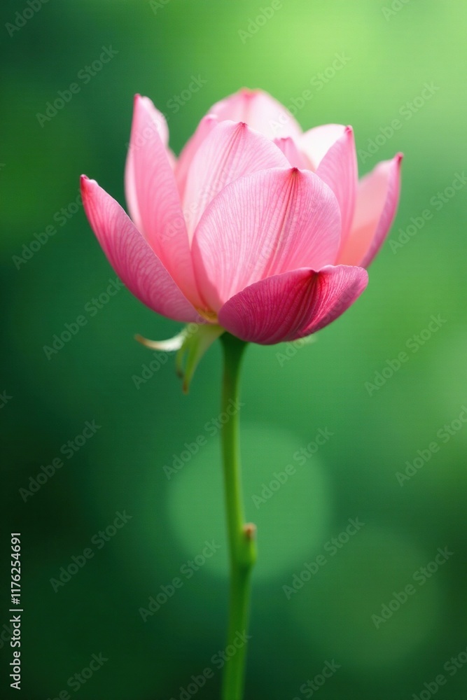 Soft pink mallow against a hazy green background, Greenery, Nature Soft pink mallow against a hazy green background, Greenery, Nature